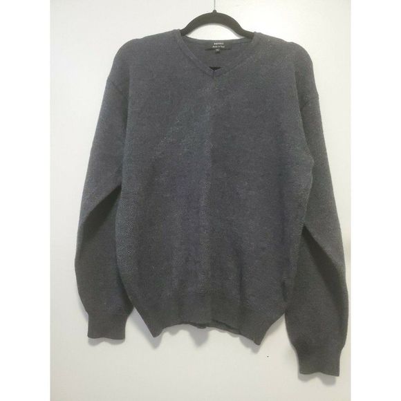 Renzo Italian Men's Sweater Wool Viscose Steel Blue XL - Picture 1 of 6